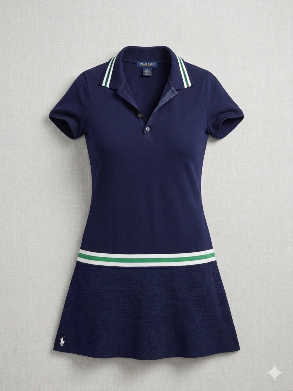 Ralph Lauren Navy Polo Dress with Green and White Stripe - Picture 5 of 16